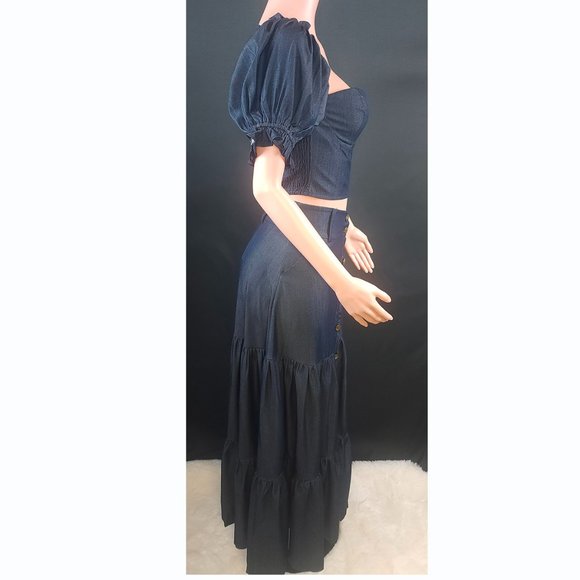 Two-piece top and skirt, Crop Top and Long skirt set. - Picture 4 of 8